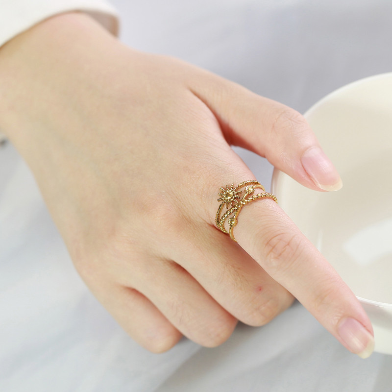 Wholesale Stainless Steel Sun Universe Open Ring