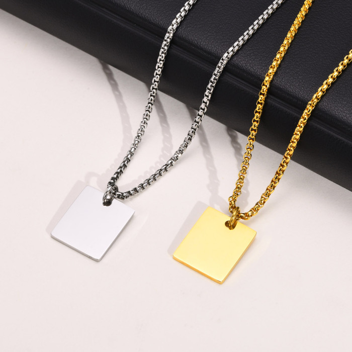 Wholesale Stainless Steel Engravable Square Pendant