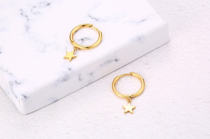 Wholesale Stainless Steel Dainty Star Hoop Earrings
