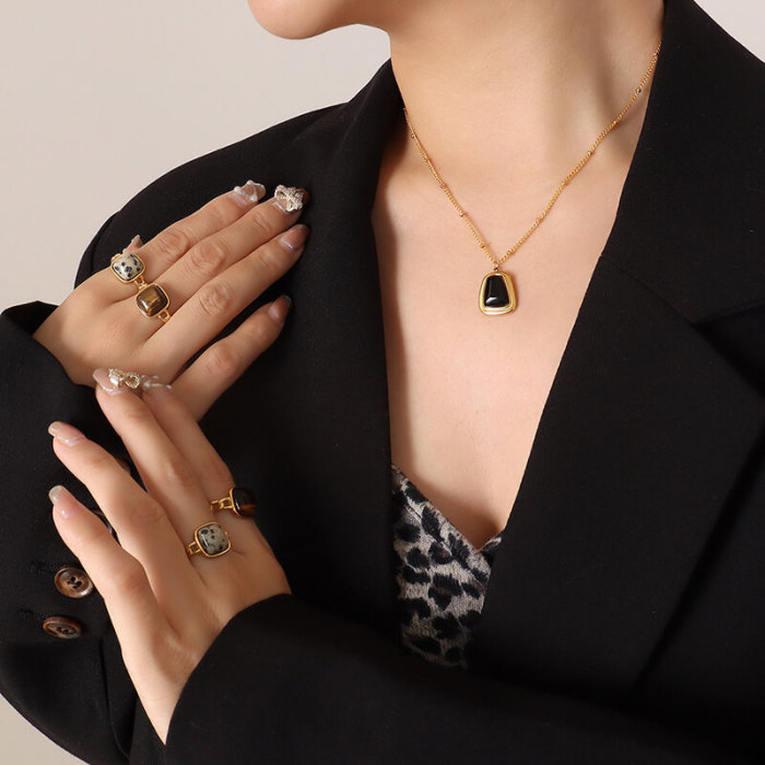 Wholesale Steel Cat's Eye Necklace Earrings Set