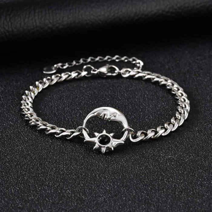 Wholesale Steel Moon and Sun Pendant Necklace