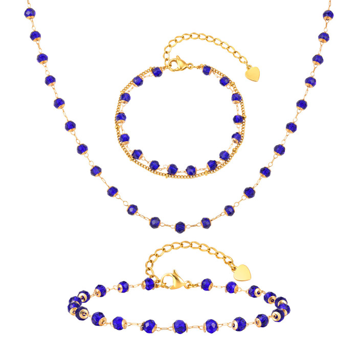 Wholesale Stainless Steel Crystal Bead Jewelry Set