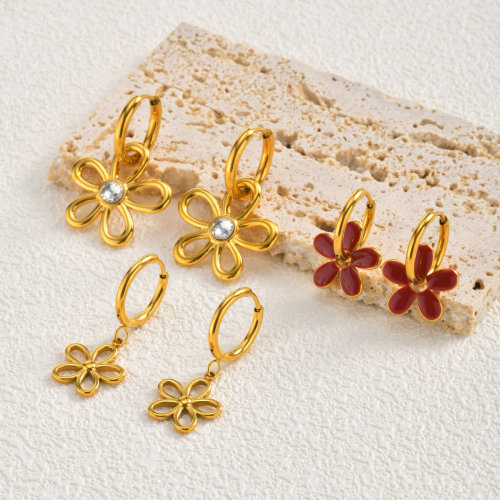 Wholesale Stainless Steel Hollowed Flower Earrings Set