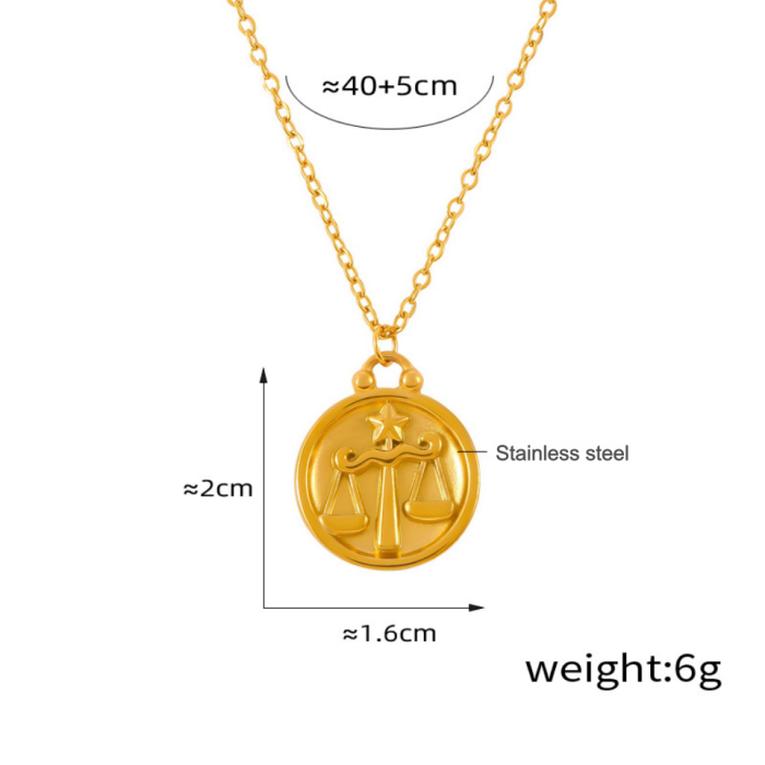 Wholesale Stainless Steel 12 Zodiac Sign Necklace Set