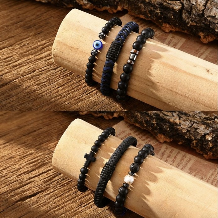 Wholesale Agate Beads Volcanic Stone Stacking Bracelet
