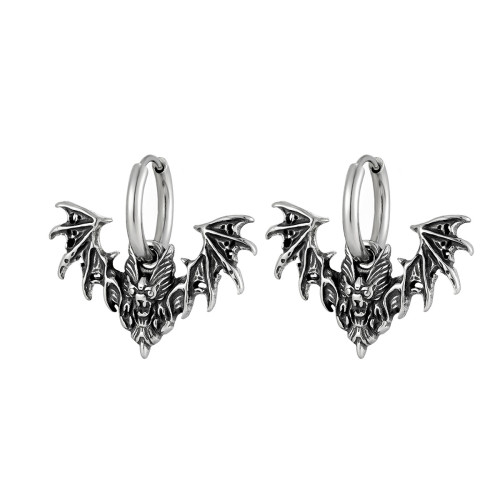 Wholesale Retro Stainless Steel Bat Wing Earrings