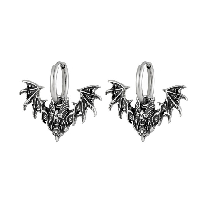Wholesale Retro Stainless Steel Bat Wing Earrings