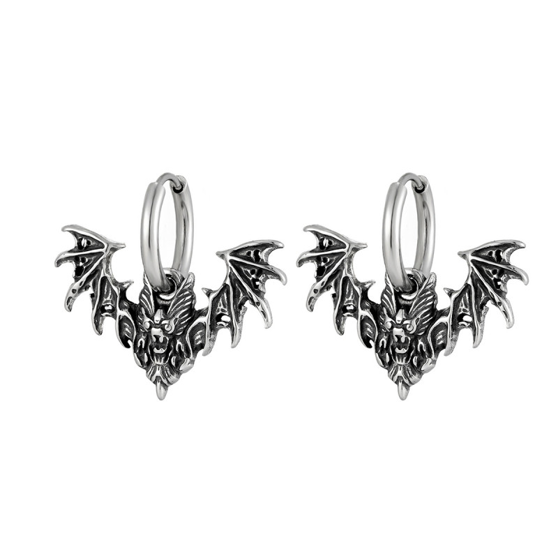 Wholesale Retro Stainless Steel Bat Wing Earrings