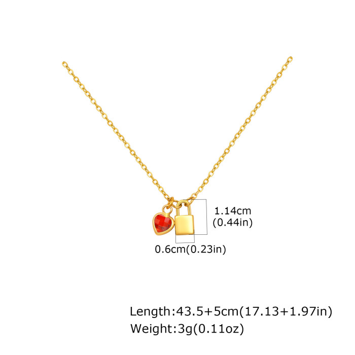 Wholesale Stainless Steel Lock Birthstone Necklace