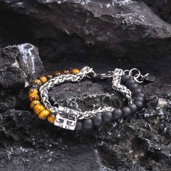 Wholesale Stainless Steel Tiger Eye Agate Bracelet
