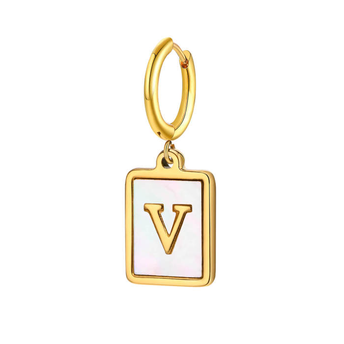 Wholesale Stainless Steel Initial Shell Huggie Hoop Earring