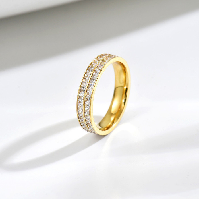 Wholesale Stainless Steel Minimalist CZ Pave Stacking Ring Set