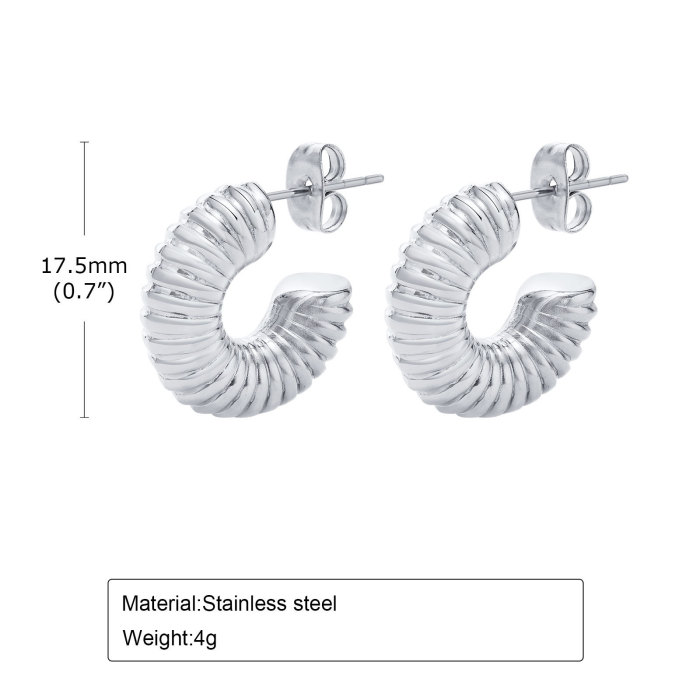 Wholesale Stainless Steel Ribbed Hoop Earrings