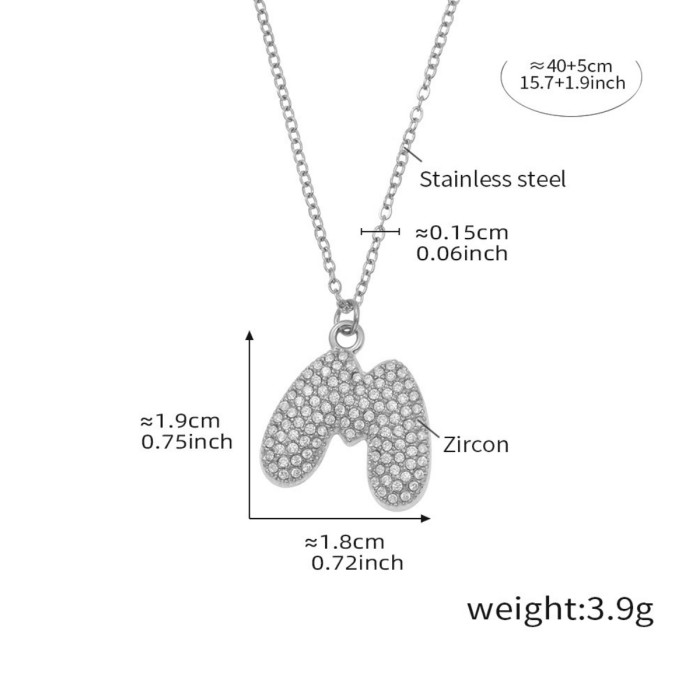 Wholesale Stainless Steel 5A CZ Initial Necklace