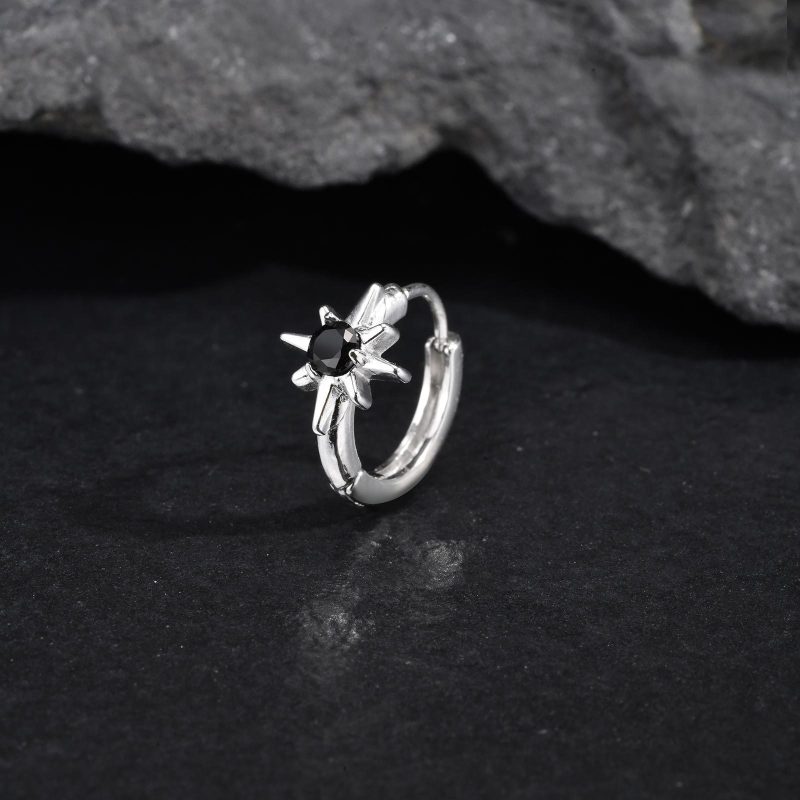 Wholesale Stainless Steel Black Zirconia Earrings