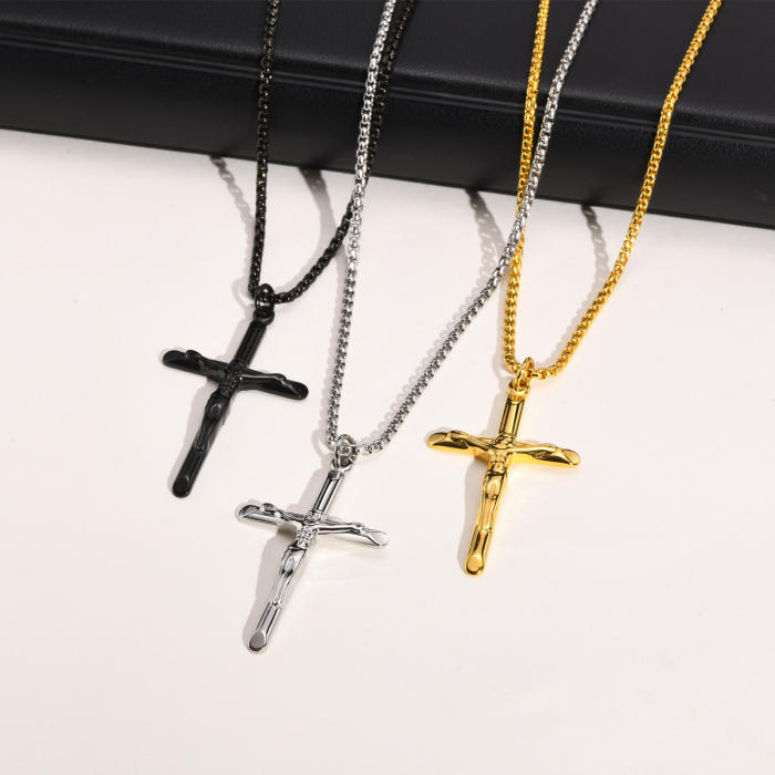 Wholesale Stainless Steel Mens Black Cross Pendant