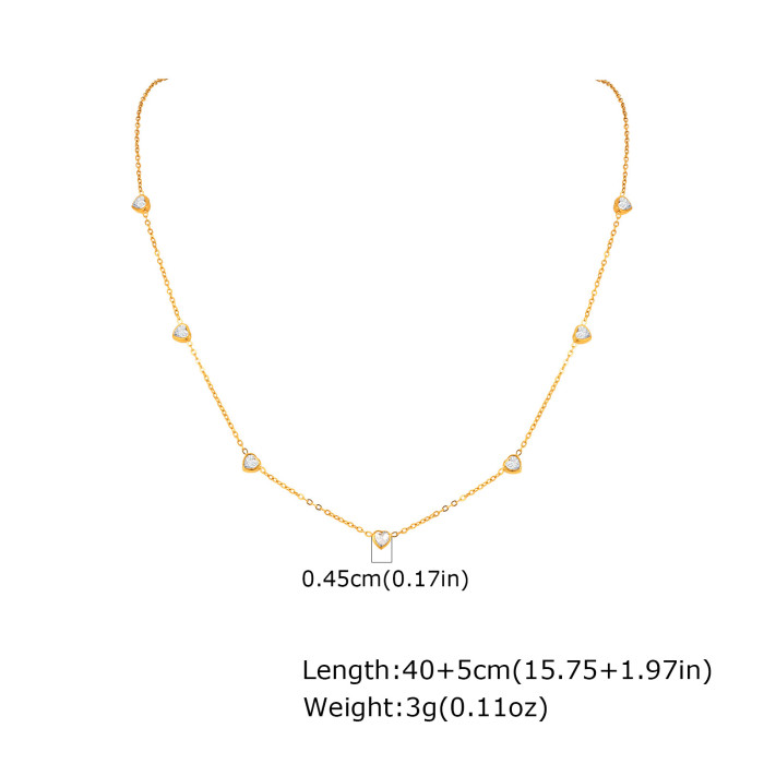 Wholesale Stainless Steel Heart CZ Necklace