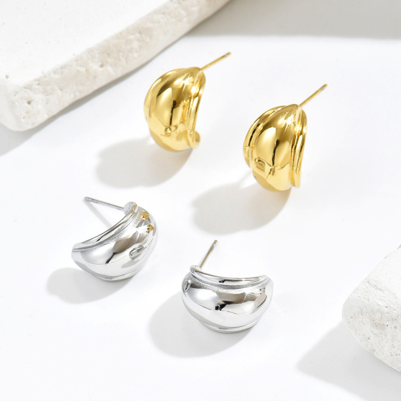 Wholesale Stainless Steel Chunky C Earrings