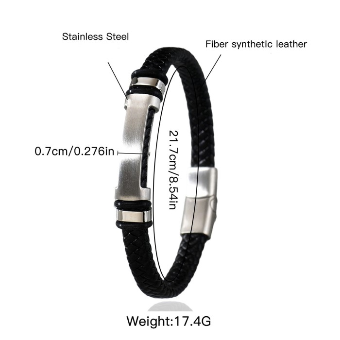 Wholesale Stainless Steel Men's Leather Bracelet