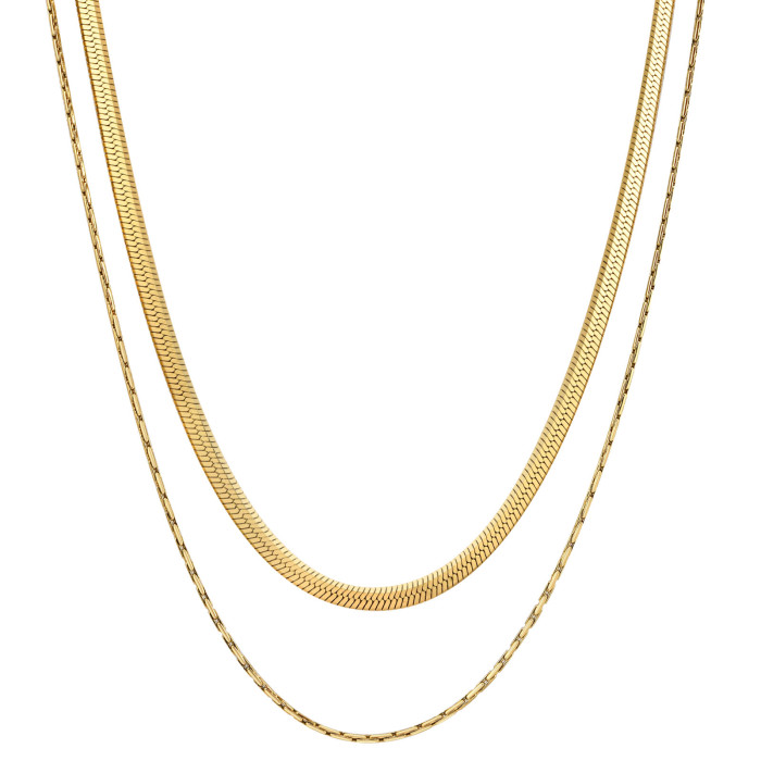 Wholesale Stainless Steel Herringbone & Cardano Chain Necklace