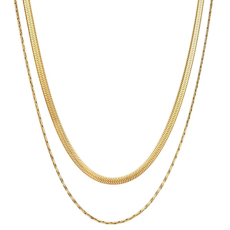 Wholesale Stainless Steel Herringbone & Cardano Chain Necklace