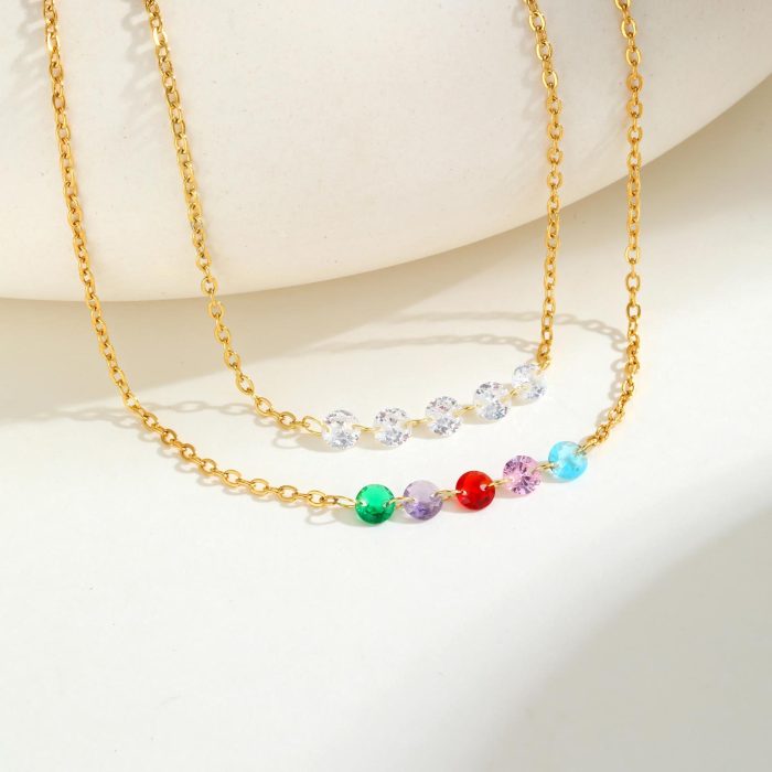 Wholesale Stainless Steel White Zirconia Gold Necklace