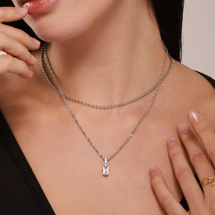 Wholesale Steel Multi-Layered Collarbone Necklace