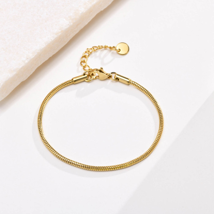 Wholesale Stainless Steel 2mm Round Snake Chain Bracelet