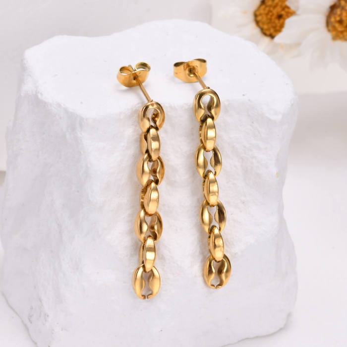 Wholesale Stainless Steel Bean Chain Earrings
