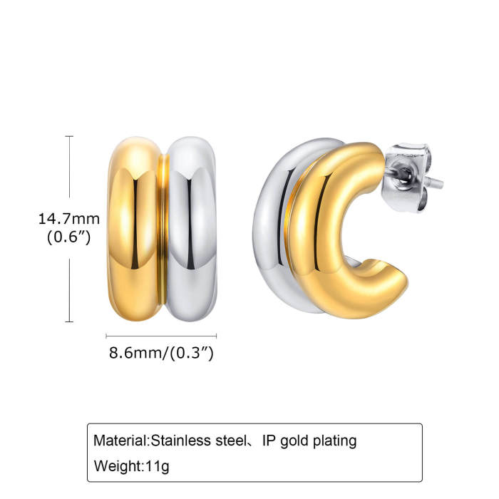Wholesale Stainless Steel Double Tube Hoop Earrings