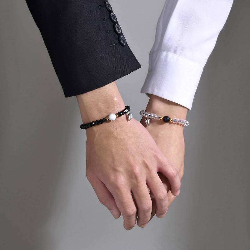 Wholesale Crystal Bead Heart Magnet Couple Bracelet
