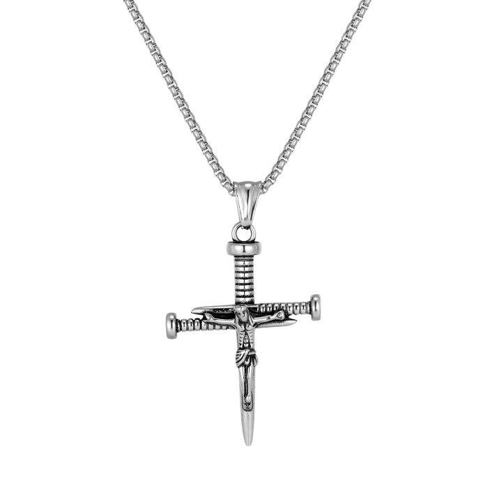Wholesale Men's Stainless Steel Nail Cross Pendant