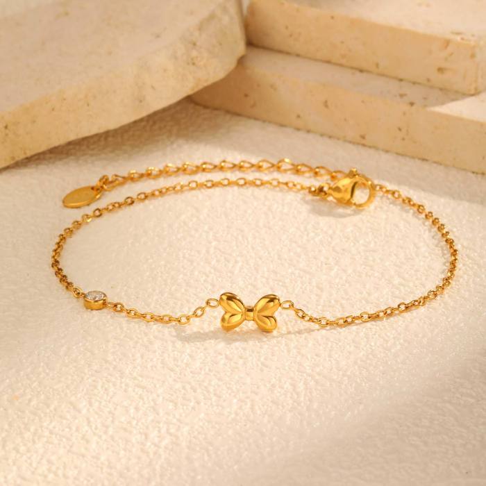 Wholesale Stainless Steel Ribbon Zirconia Anklet