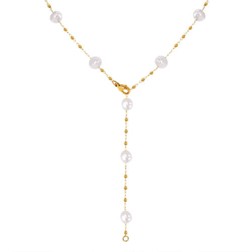Wholesale Stainless Steel Pearl Chain Y Necklace