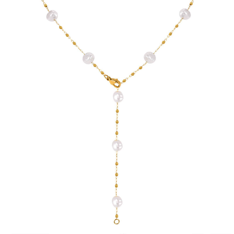 Wholesale Stainless Steel Pearl Chain Y Necklace