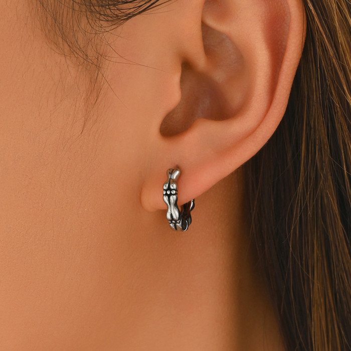 Wholesale Retro Stainless Steel Bamboo Hoop Earrings