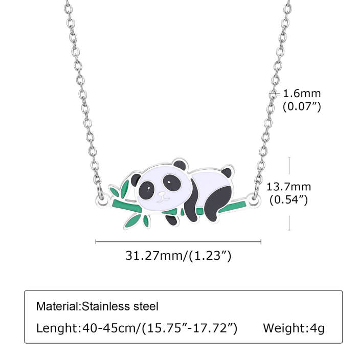 Wholesale Stainless Steel Cute Panda Pendant Necklace