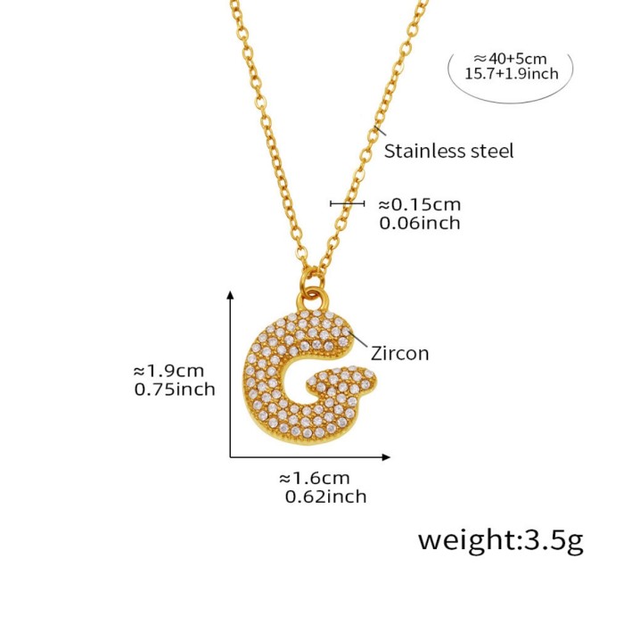 Wholesale Stainless Steel 5A CZ Initial Necklace