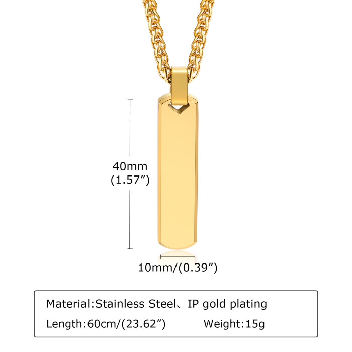 Wholesale Stainless Steel Personalized Mens Bar Necklace