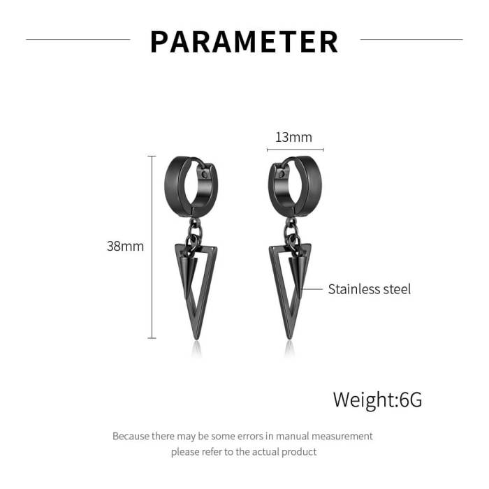 Wholesale Stainless Steel Hip Hop Triangular Pointed Cone Earrings