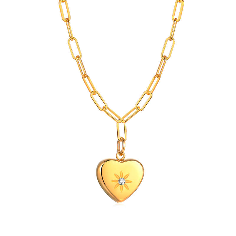 Wholesale Stainless Steel Paperclip Chain Heart Necklaces