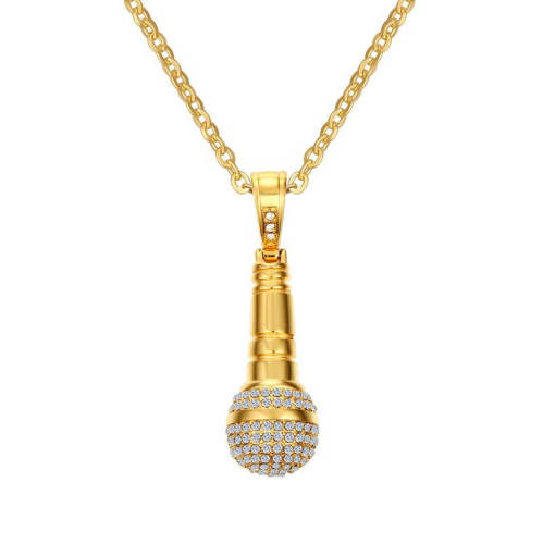 Wholesale Stainless Steel Punk Iced Out Microphone Pedant