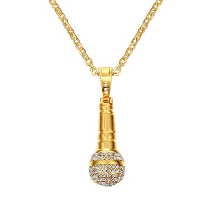 Wholesale Stainless Steel Punk Iced Out Microphone Pedant