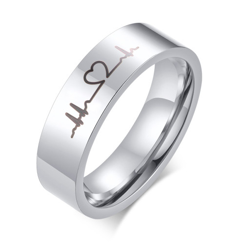 Wholesale Stainless Steel Ecg Heartbeat Couple Rings