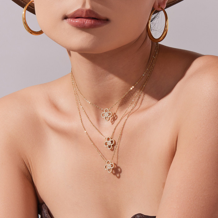 Wholesale Stainless Steel Clover Bracelet Necklace
