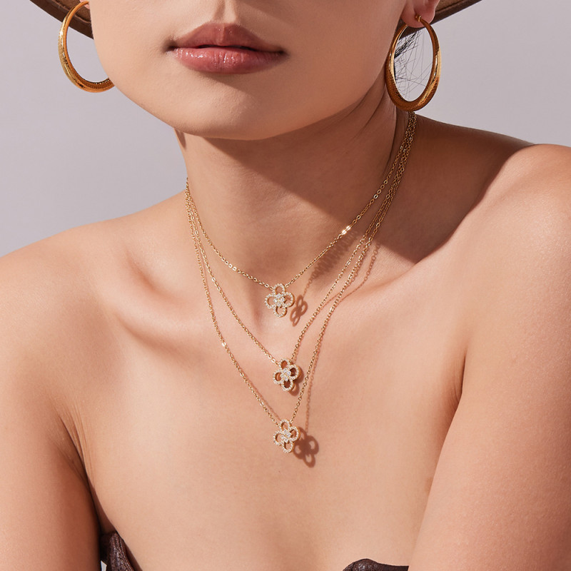 Wholesale Stainless Steel Clover Bracelet Necklace