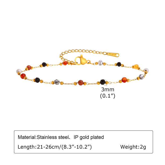 Wholesale Stainless Steel Natural Stone Anklet Necklace