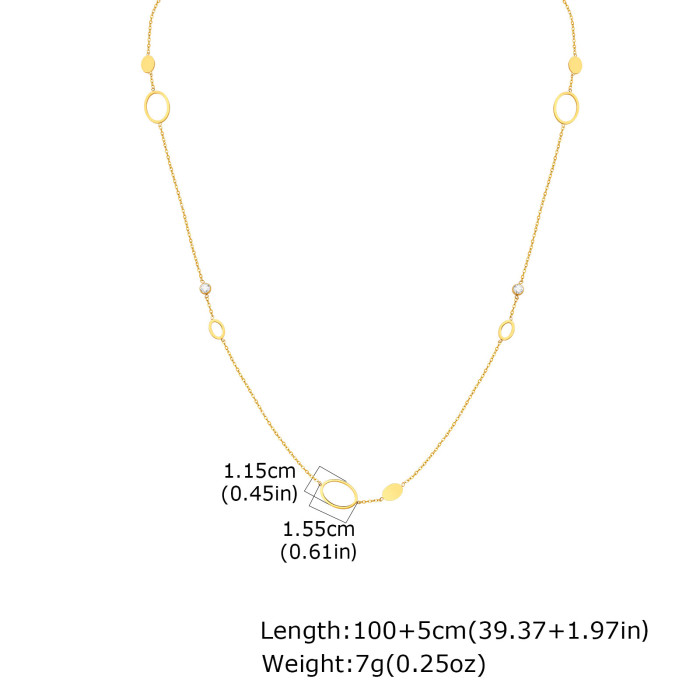 Gold Plated Sweater Necklace with Heart Charms