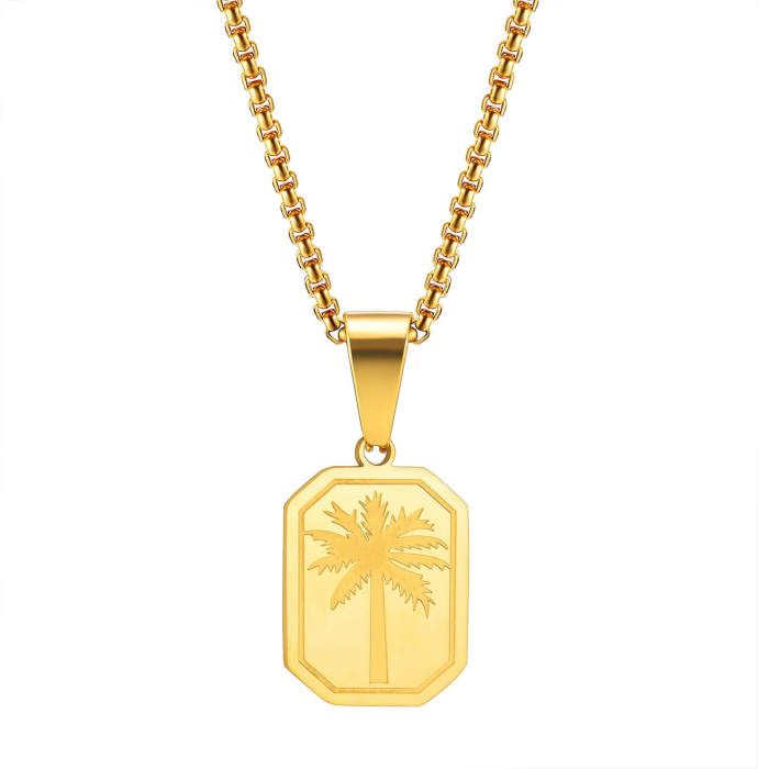 Wholesale Stainless Steel Palm Tree Dog Tag Pendant