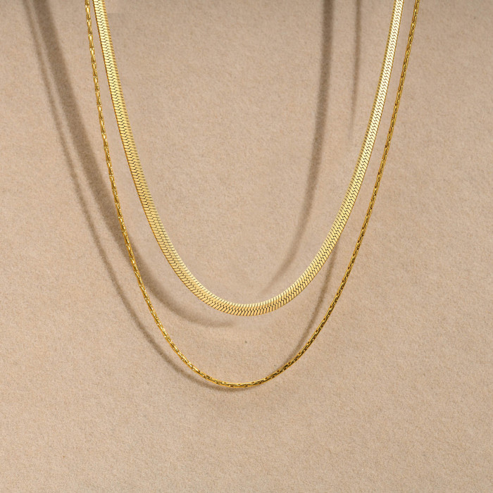 Wholesale Stainless Steel Herringbone & Cardano Chain Necklace